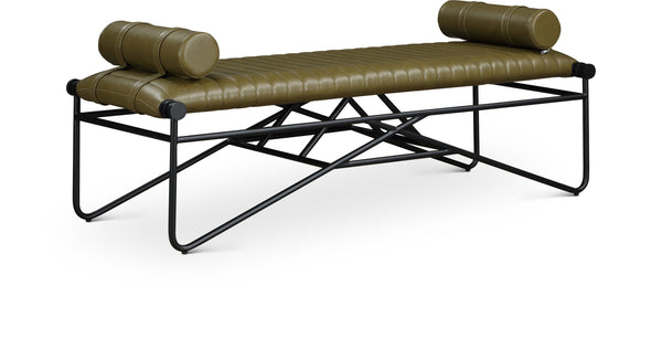 Gatsby Olive Vegan Leather Bench