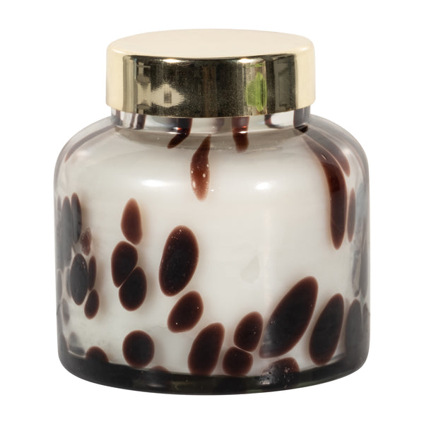 3" 10 Oz Cinnamon Speckle Glass Lid Candle, Brown