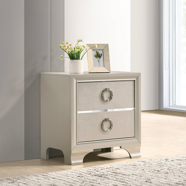 Salford 2-drawer Nightstand Metallic Sterling