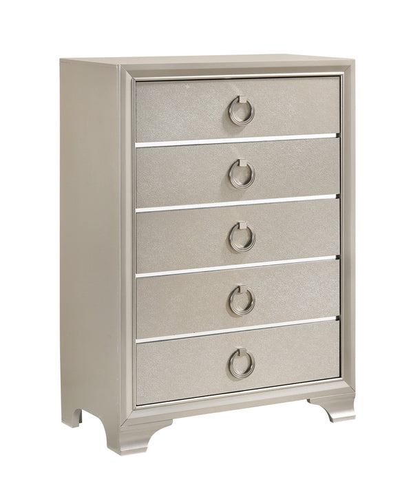 Salford 5-drawer Chest Metallic Sterling