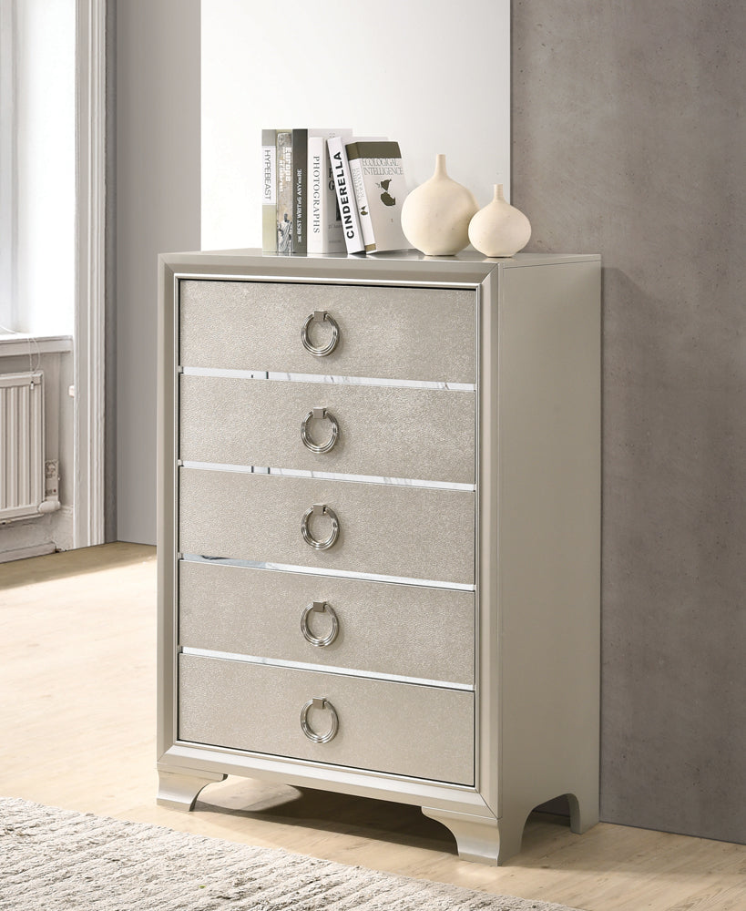 Salford 5-drawer Chest Metallic Sterling