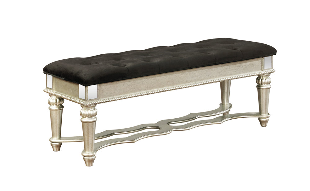 Heidi Upholstered Bench Metallic Platinum