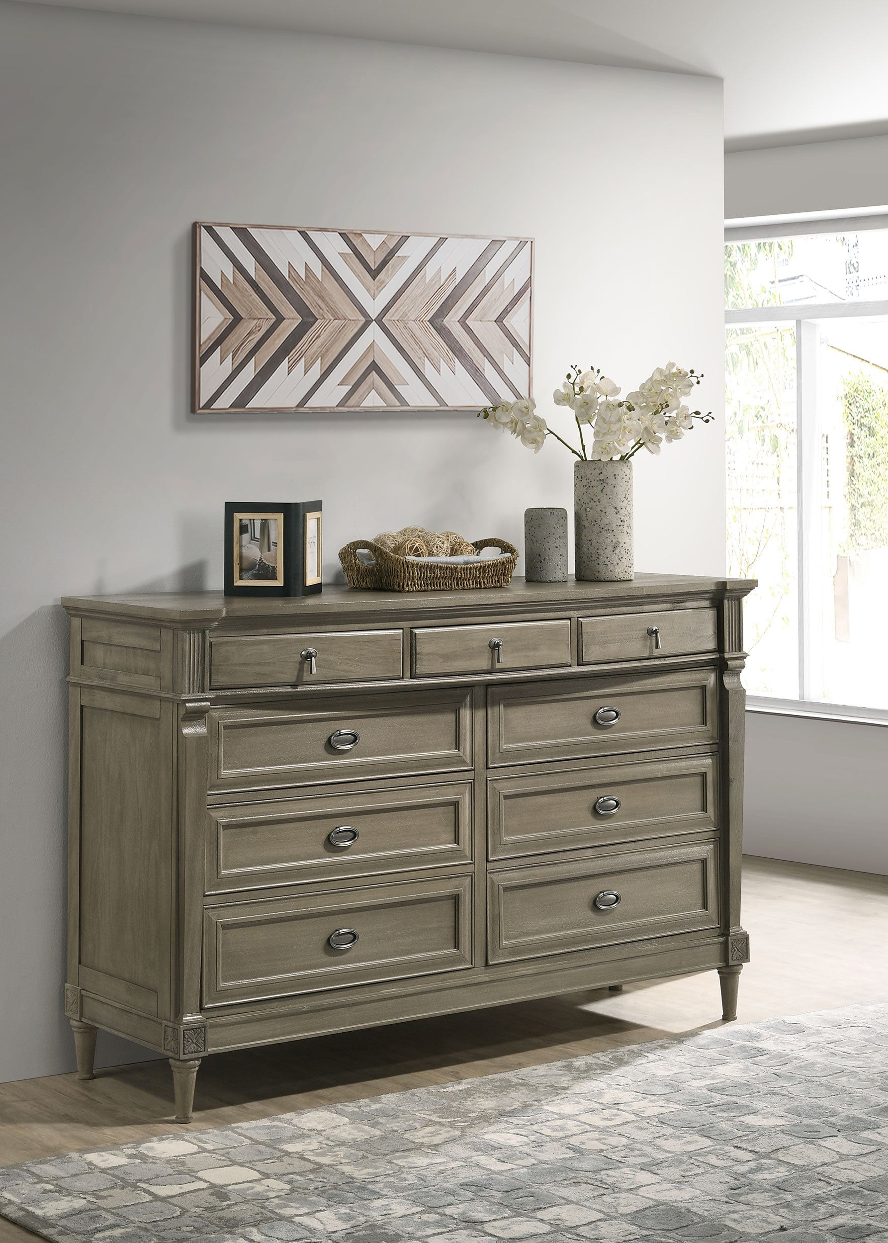 Alderwood 9-drawer Dresser French Grey