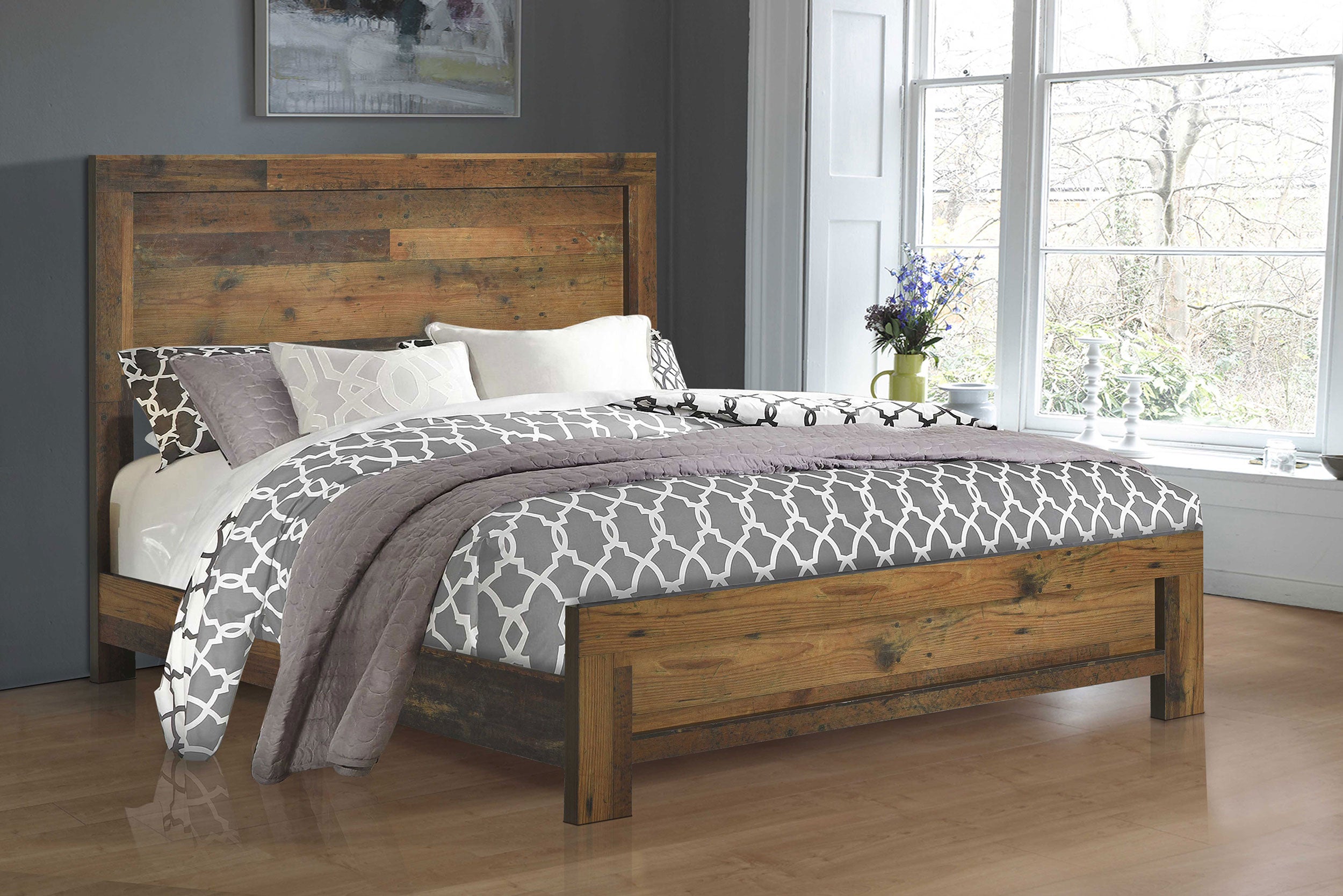 Sidney Queen Panel Bed Rustic Pine