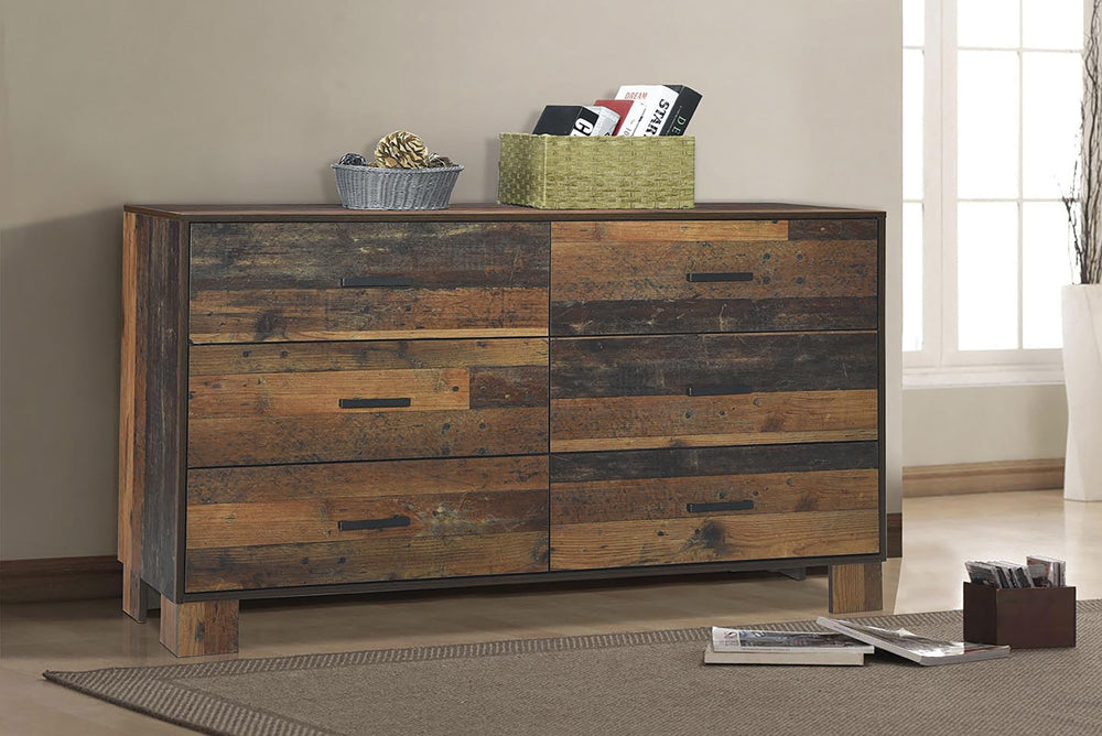 Sidney 6-drawer Dresser Rustic Pine