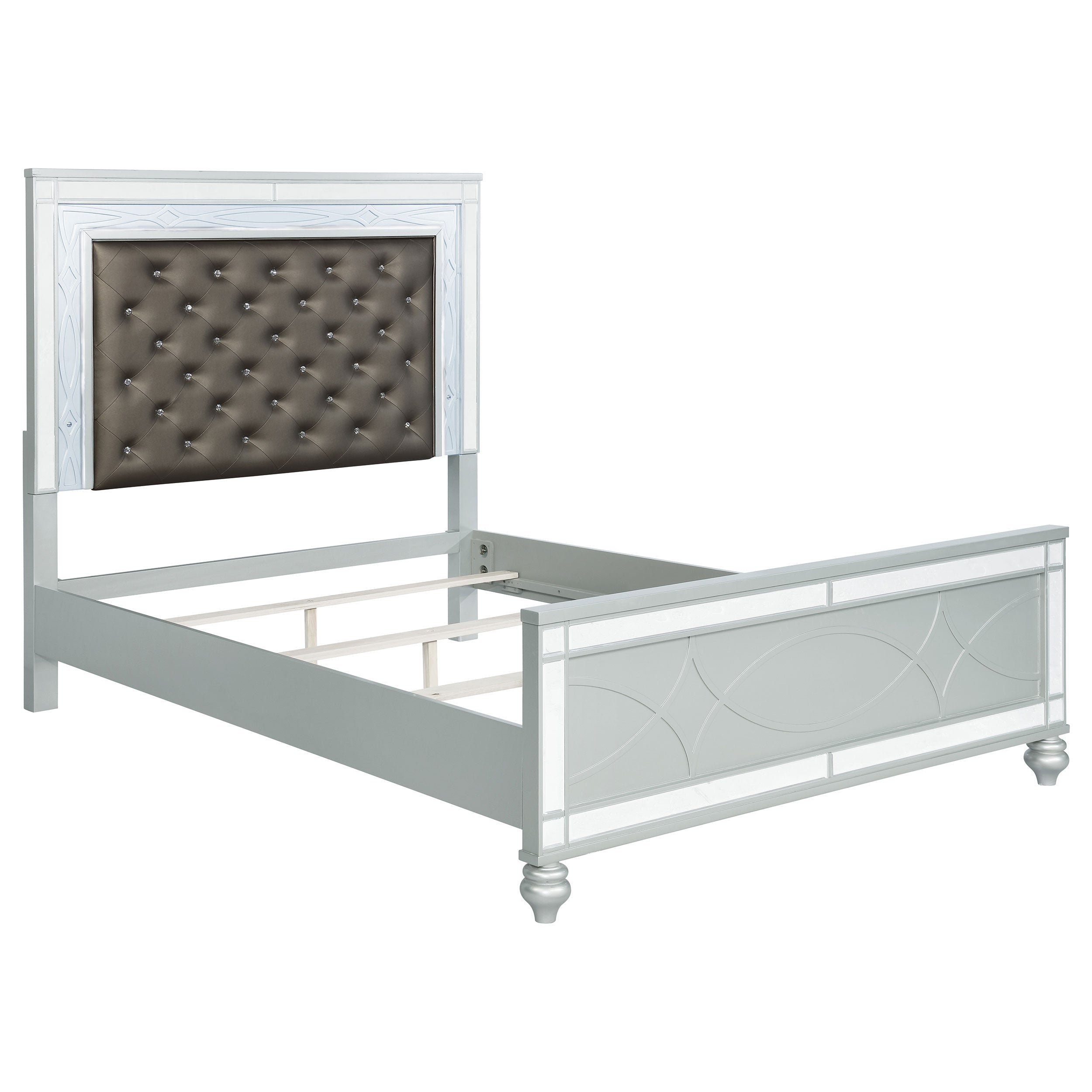 Gunnison Eastern King Panel Bed with LED Lighting Silver Metallic