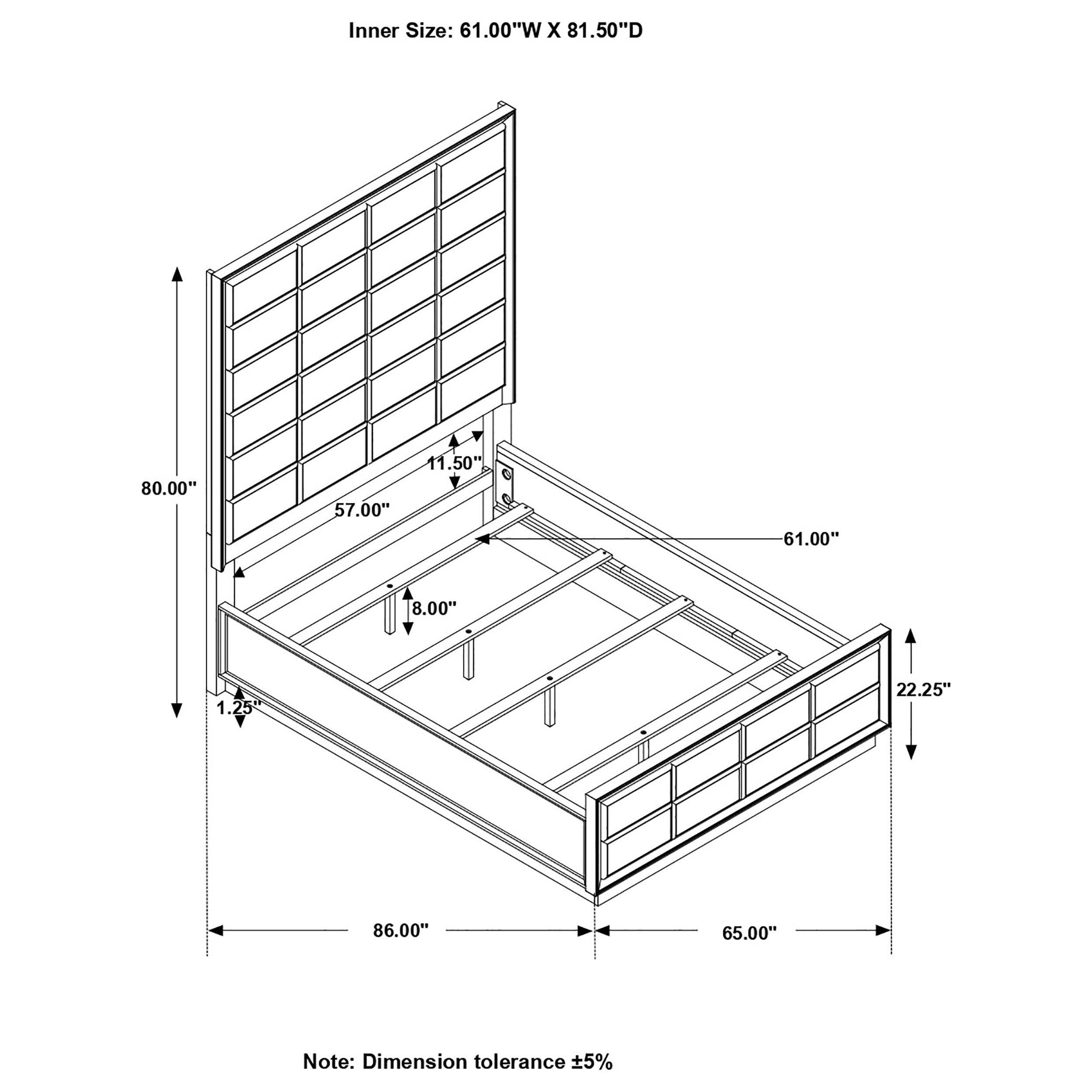 Durango Queen Upholstered Bed Smoked Peppercorn and Grey