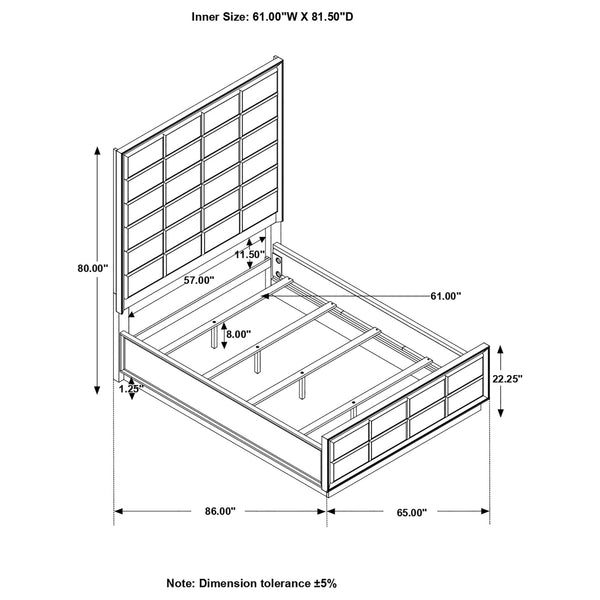 Durango Queen Upholstered Bed Smoked Peppercorn and Grey