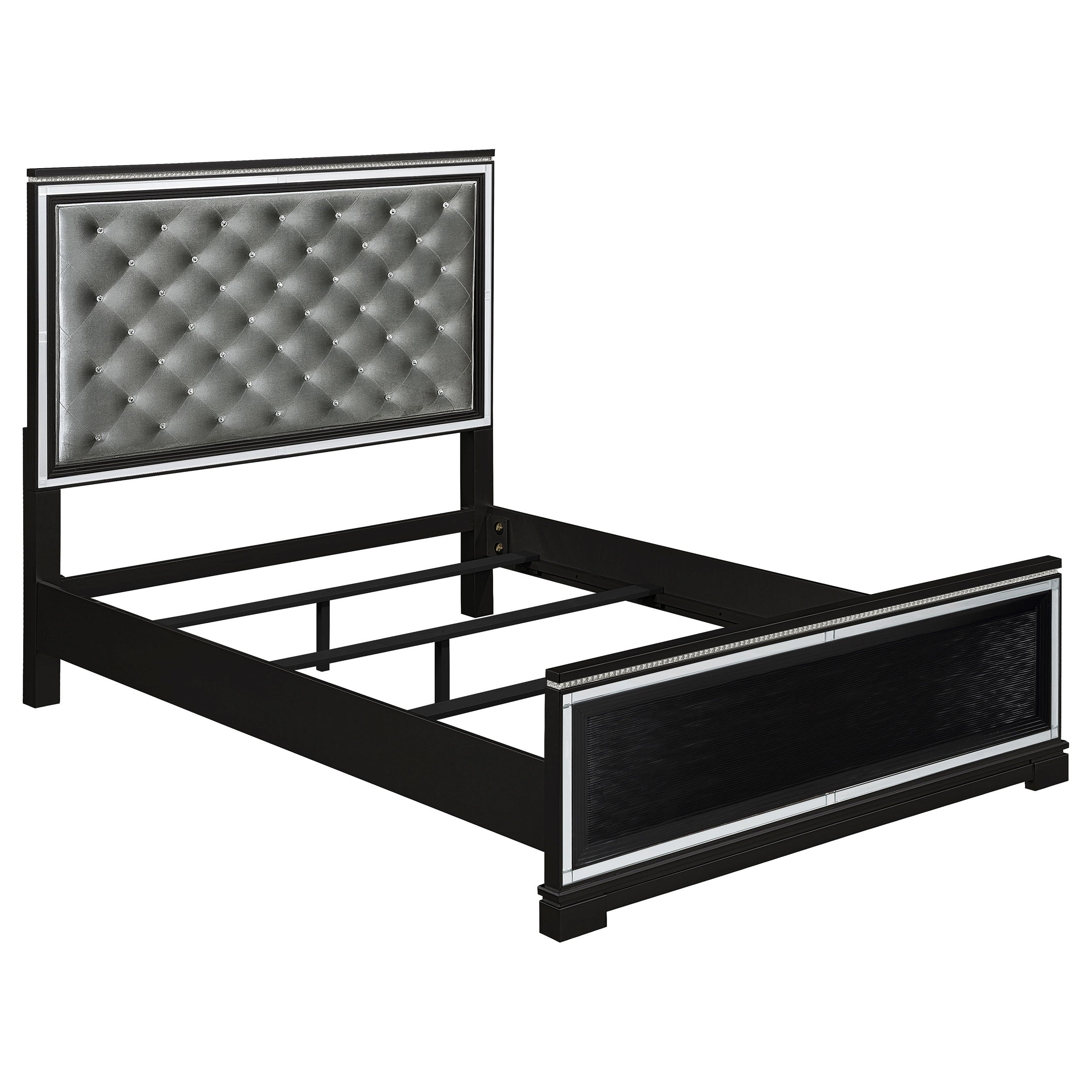 Cappola Upholstered Tufted Bed Silver and Black