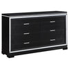 Cappola Rectangular 6-drawer Dresser Silver and Black