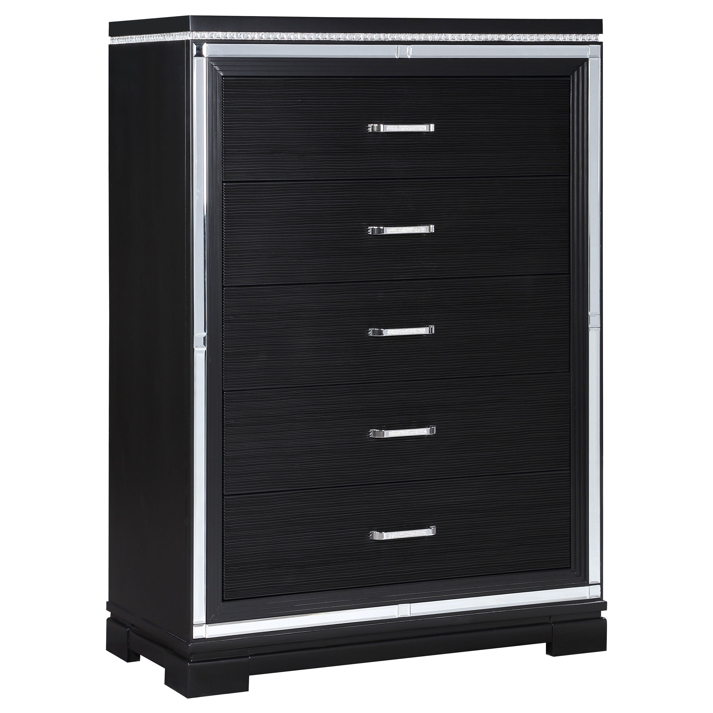 Cappola Rectangular 5-drawer Chest Silver and Black