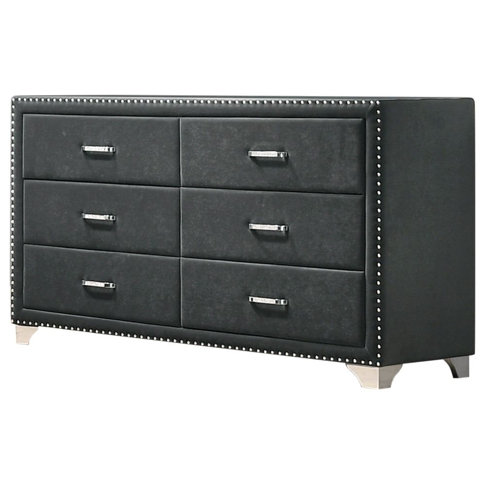 Melody 6-drawer Upholstered Dresser Grey