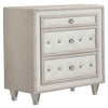 Antonella 3-drawer Upholstered Nightstand Ivory and Camel