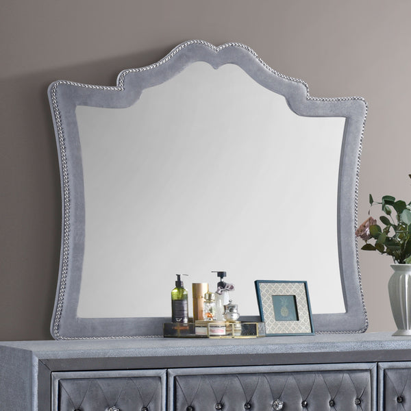 Antonella Dresser Mirror with Nailhead Trim Camel