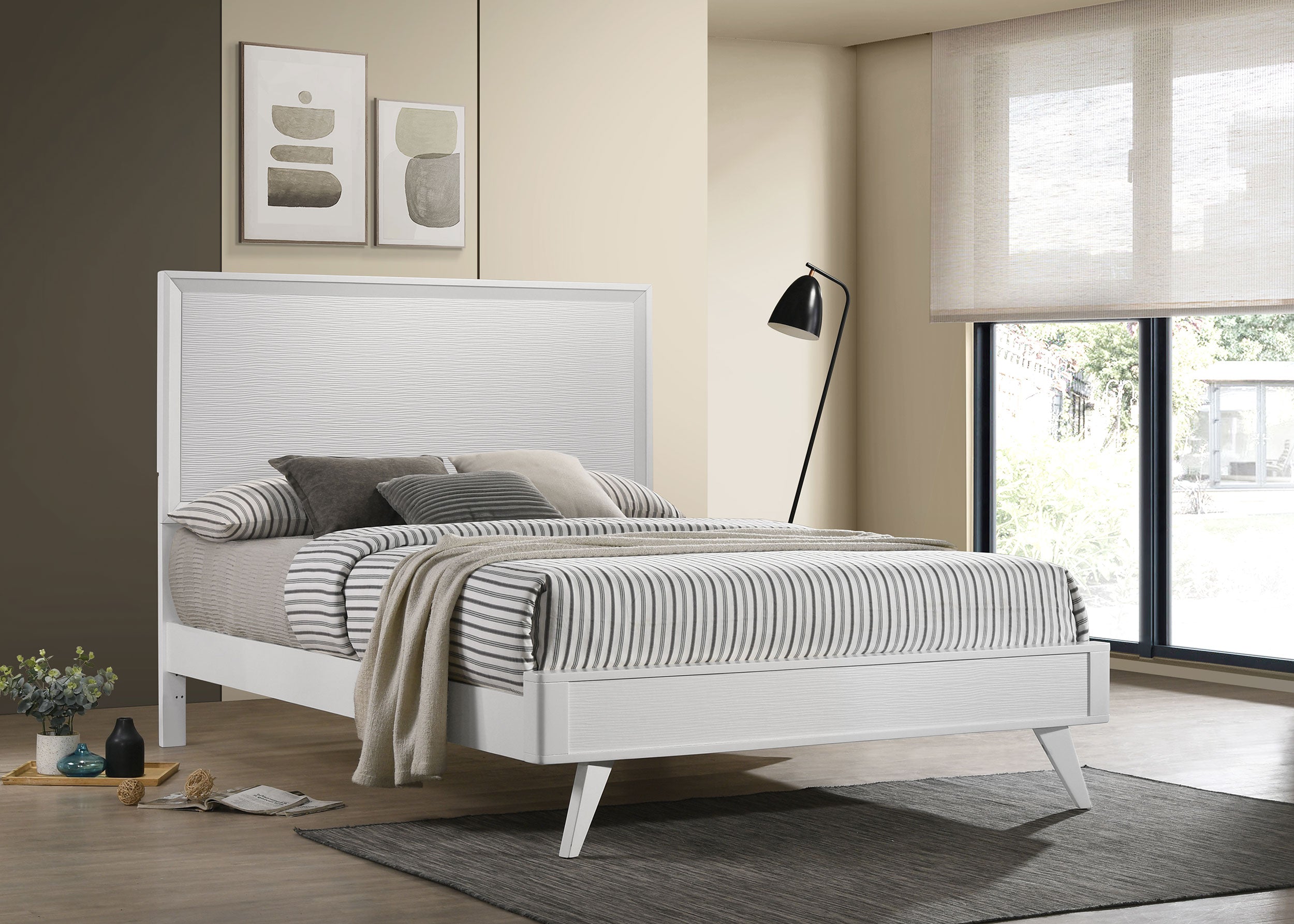 Janelle California King Panel Bed White