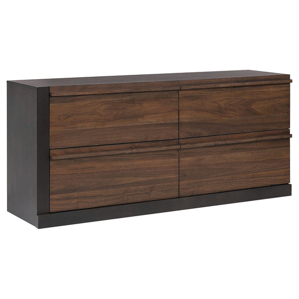 Azalia 4-drawer Dresser Black and Walnut