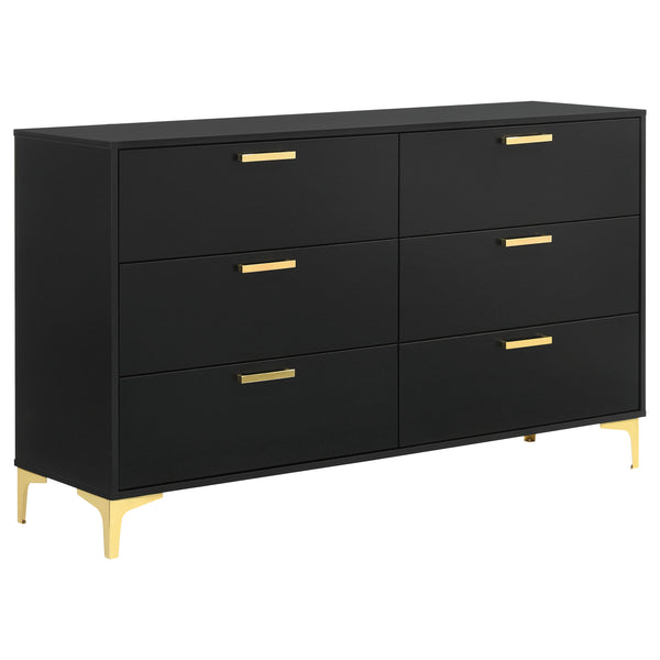 Kendall 6-drawer Dresser Black and Gold