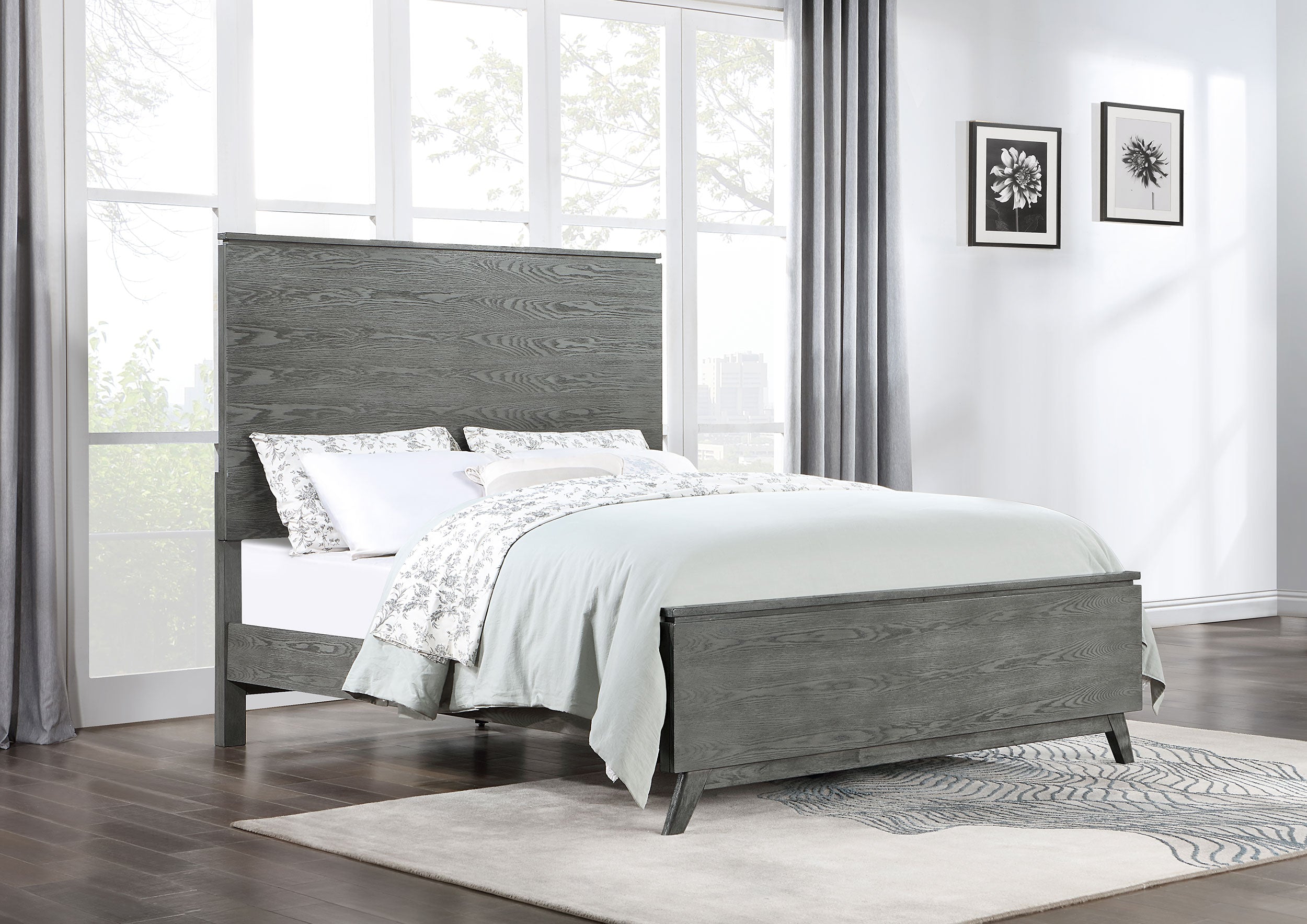 Nathan High Headboard Eastern King Panel Bed Grey