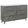 Nathan 6-drawer Dresser White Marble and Grey