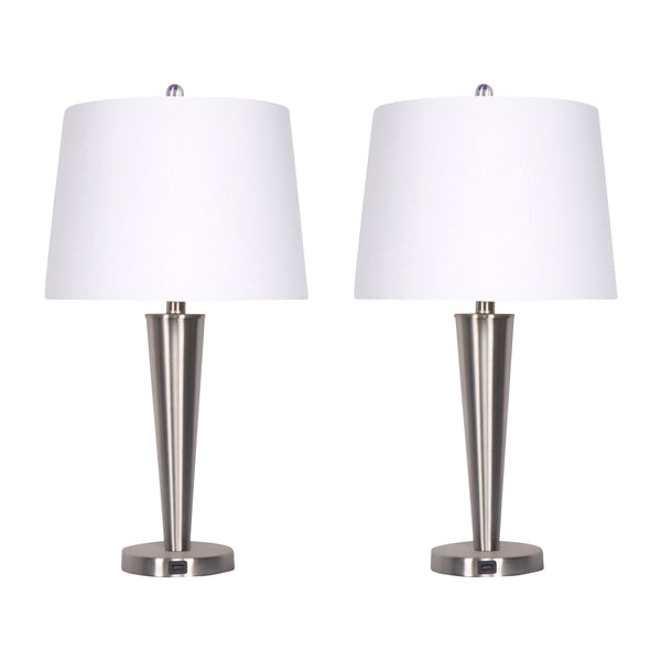 Metal,s/2,25"h,slim Cone Table Lamps,nickel