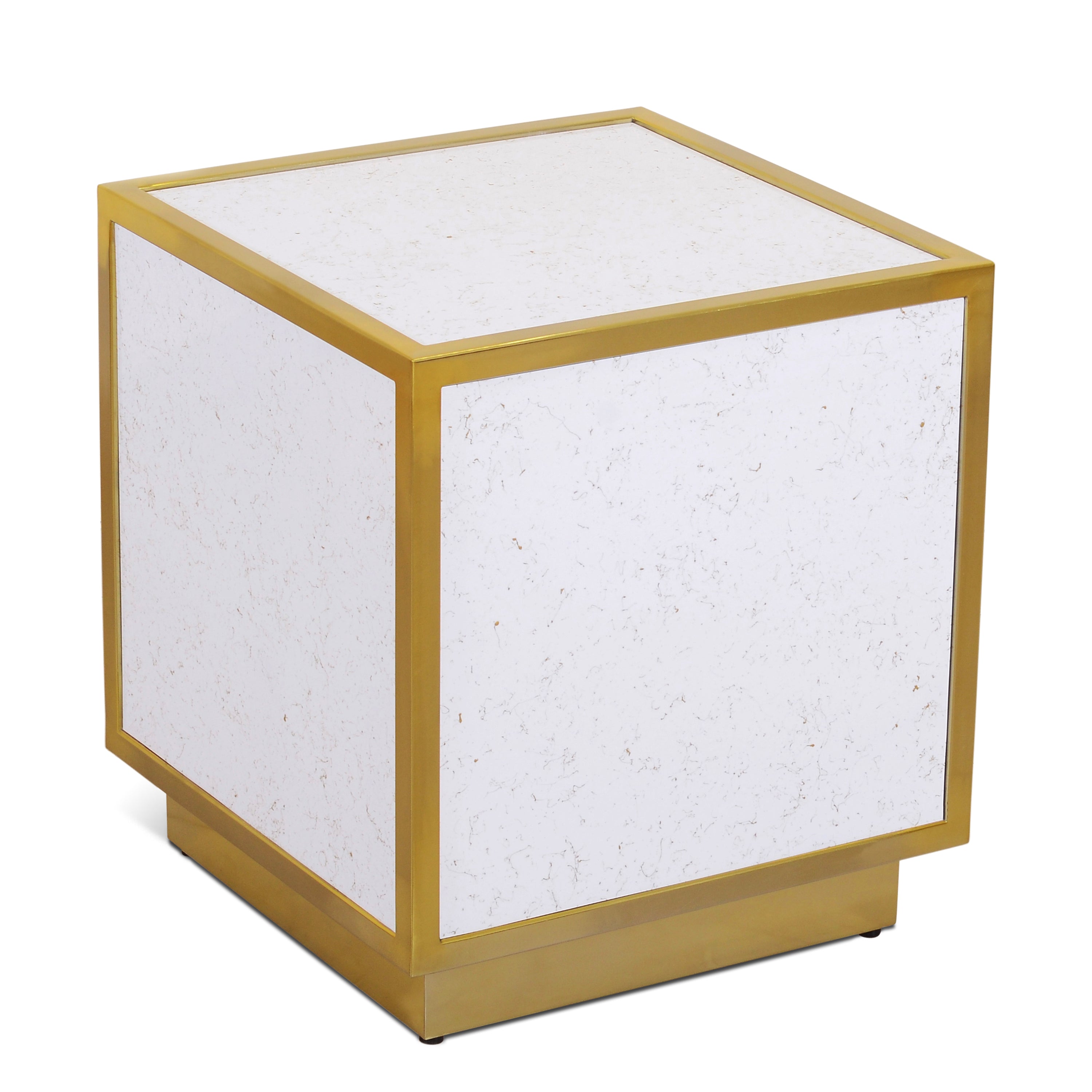 Glitz White Faux Marble End Table