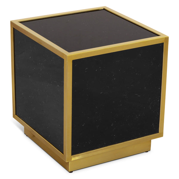 Glitz Black Faux Marble End Table