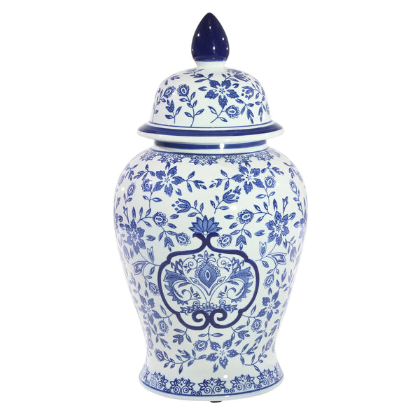 White/blue Temple Jar 18"