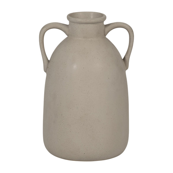 Cer, 10"h Eared Vase, Gray