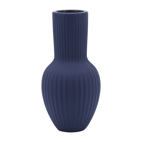 Cer, 11"h Bouquet Vase, Navy