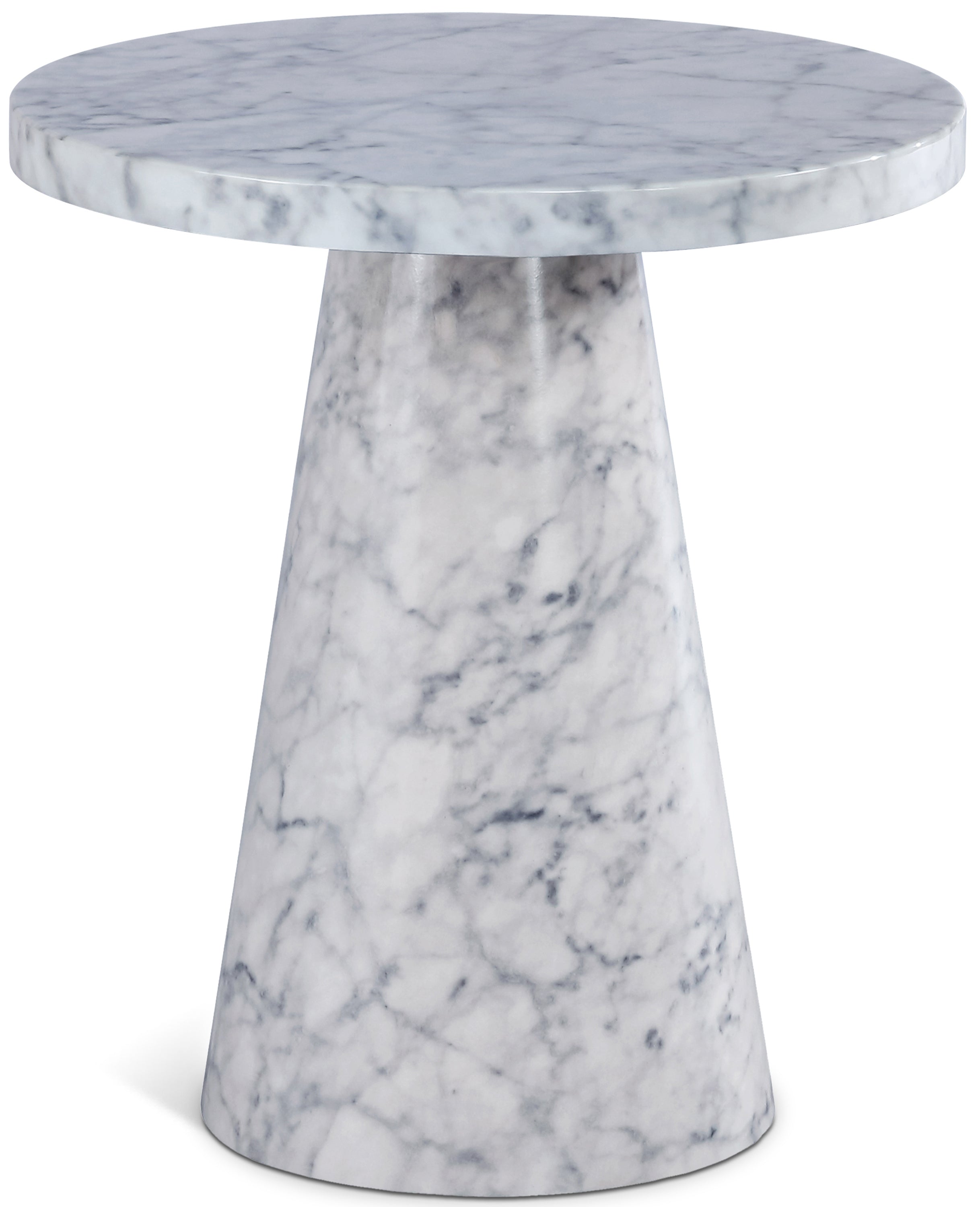 Omni White Faux Marble End Table