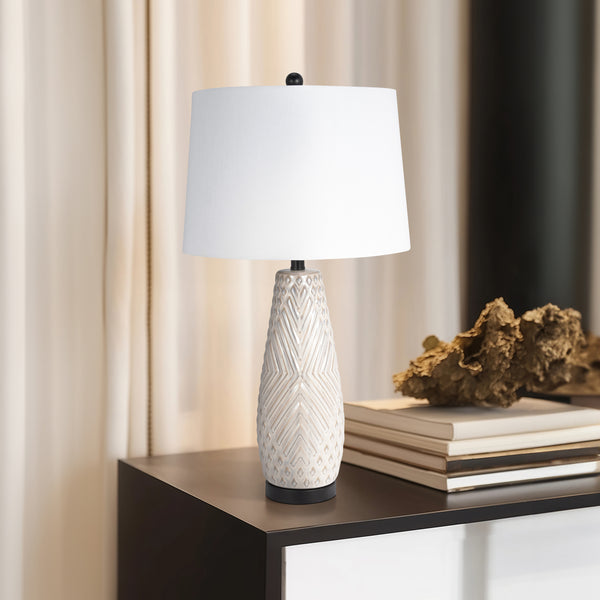 Ceramic 30" Textured Table Lamp, Ivory