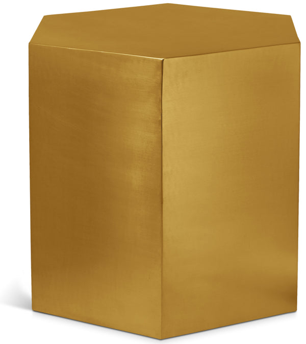 Hexagon Brushed Gold End Table