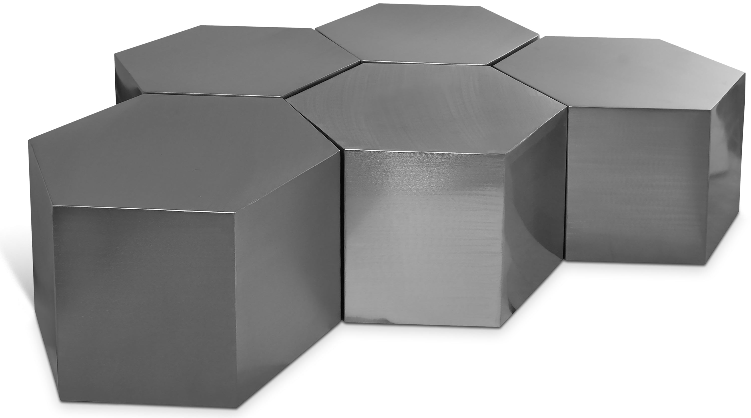 Hexagon Brushed Chrome Coffee Table