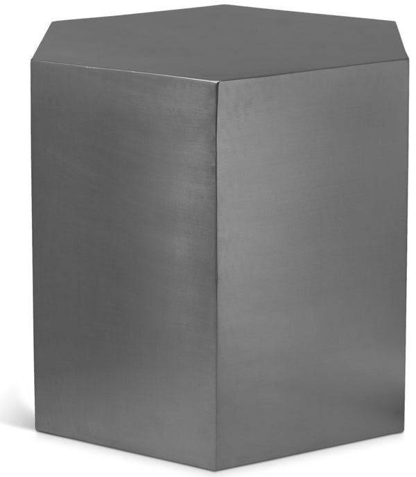 Hexagon Brushed Chrome End Table