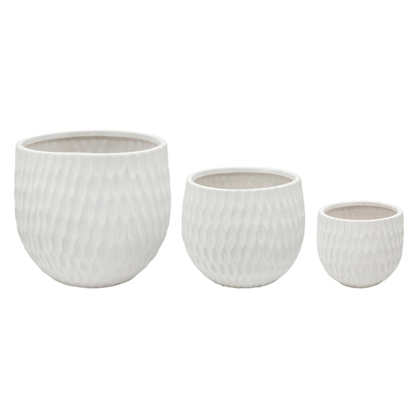 Ec, S/3 Ceramic Planters, Matte White