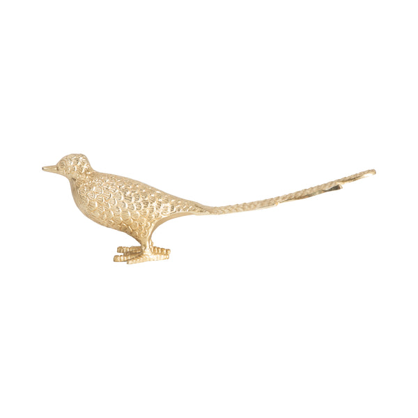 Metal, 18" Long Tailed Bird Deco. Gold