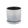 5" Textured Planter With Saucer, Silver