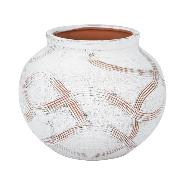 Cer, 7" Round Global Vase, White