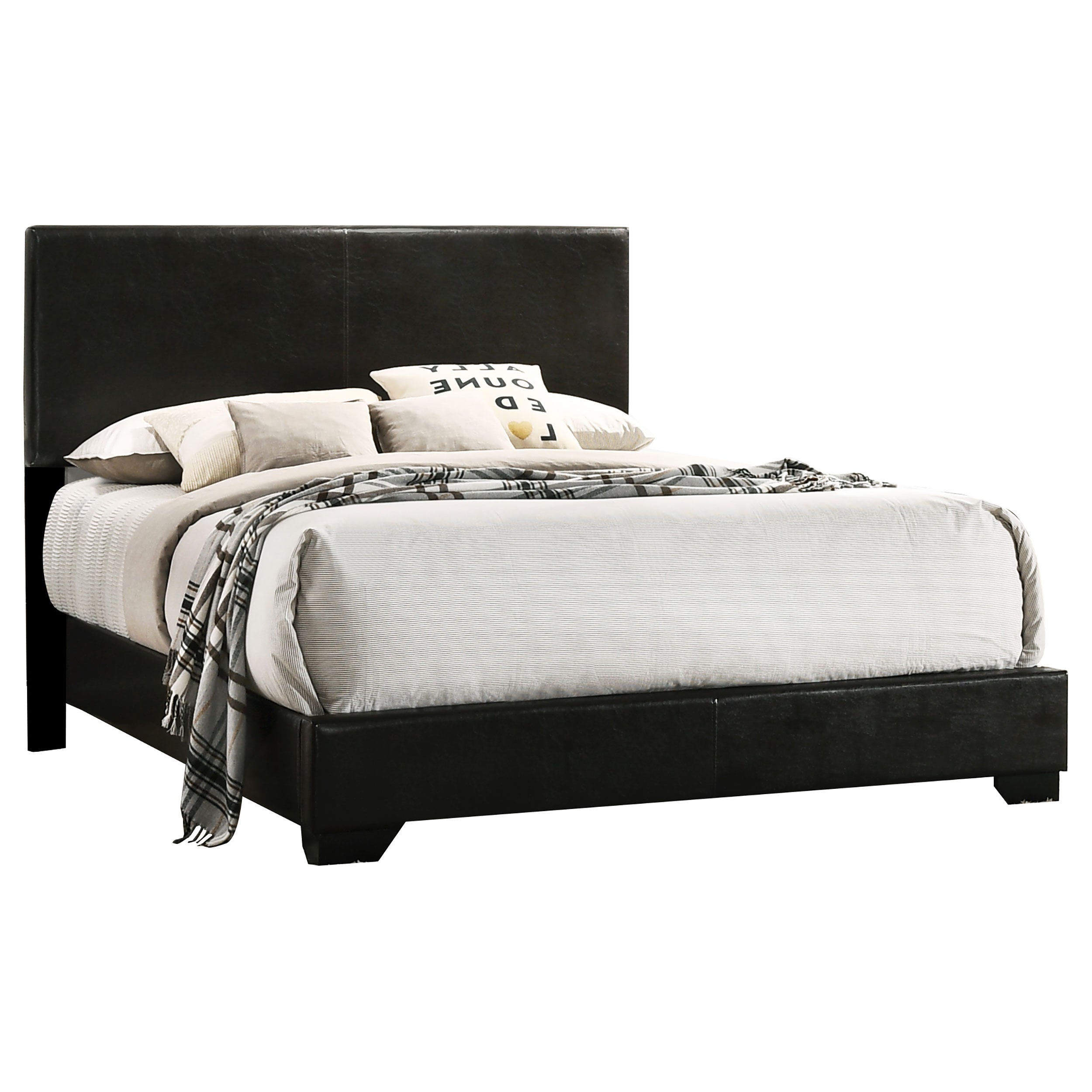 Conner California King Upholstered Panel Bed Black