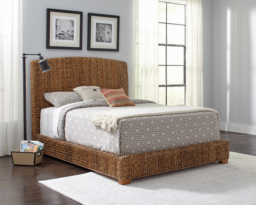 Laughton Hand-Woven Banana Leaf Queen Bed Amber