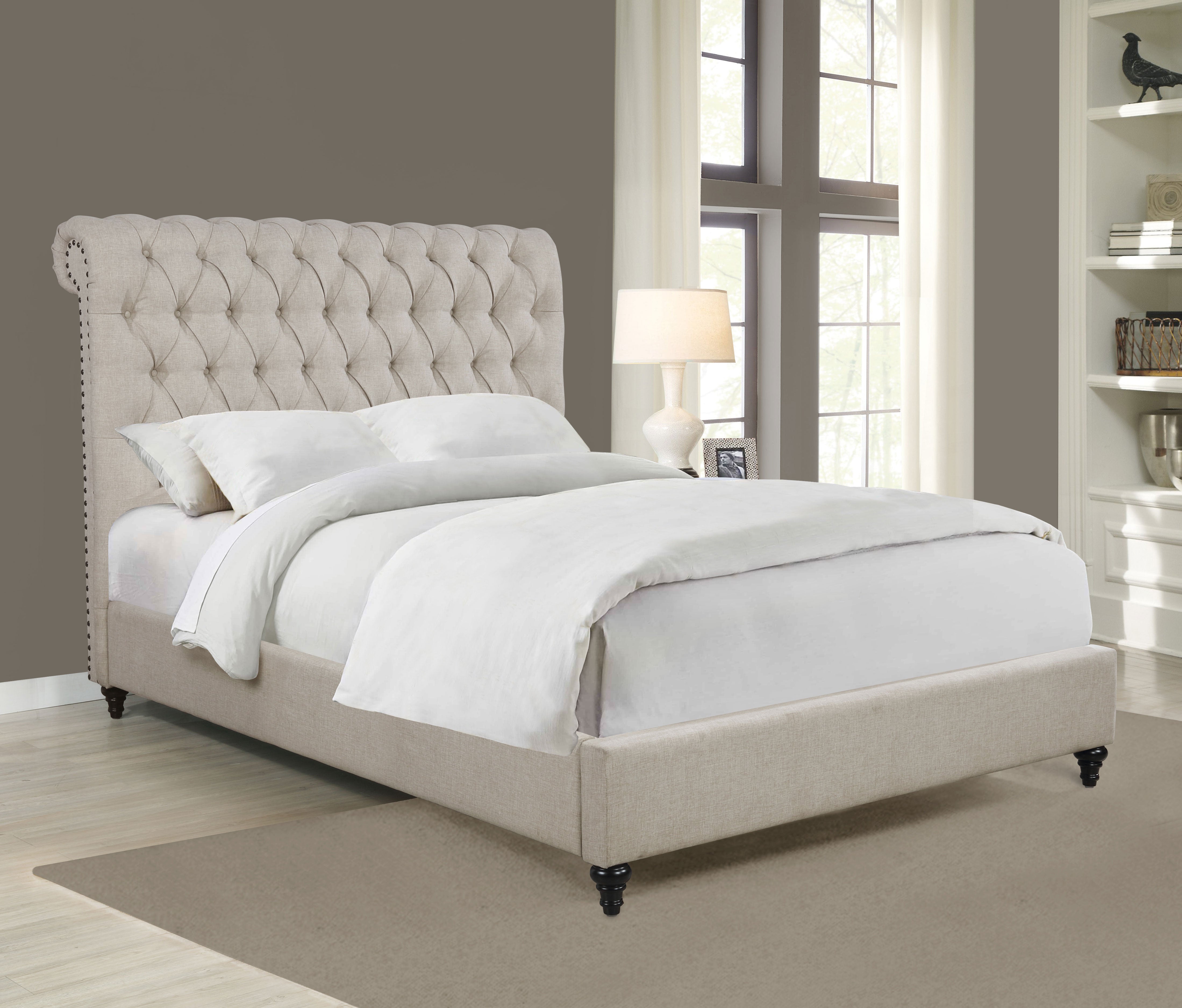 Devon Tufted Upholstered Eastern King Bed Beige