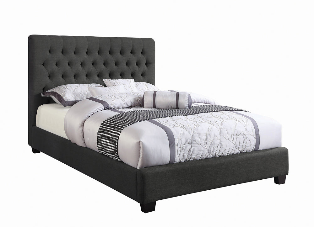 Chloe Tufted Upholstered California King Bed Charcoal