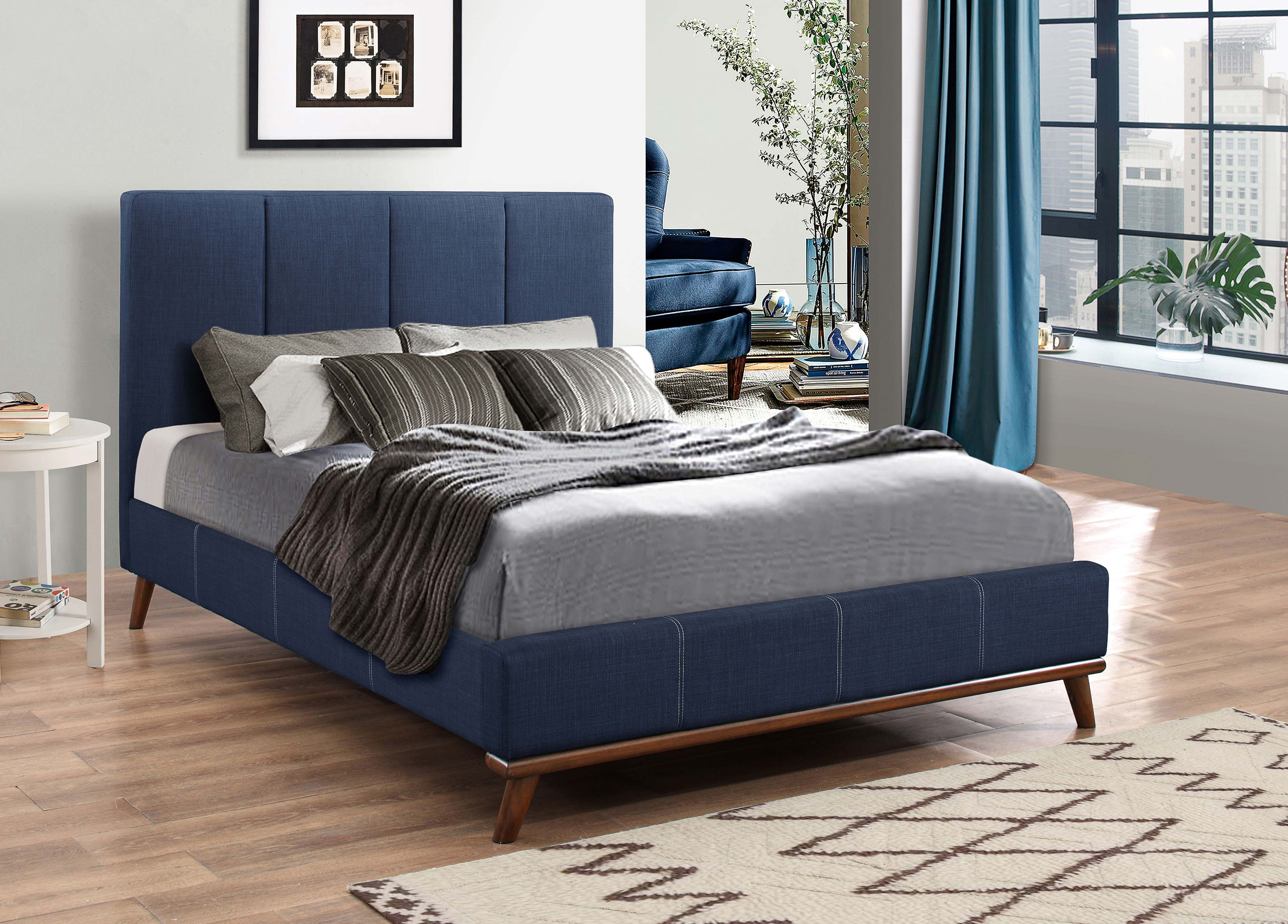 Charity Full Upholstered Bed Blue