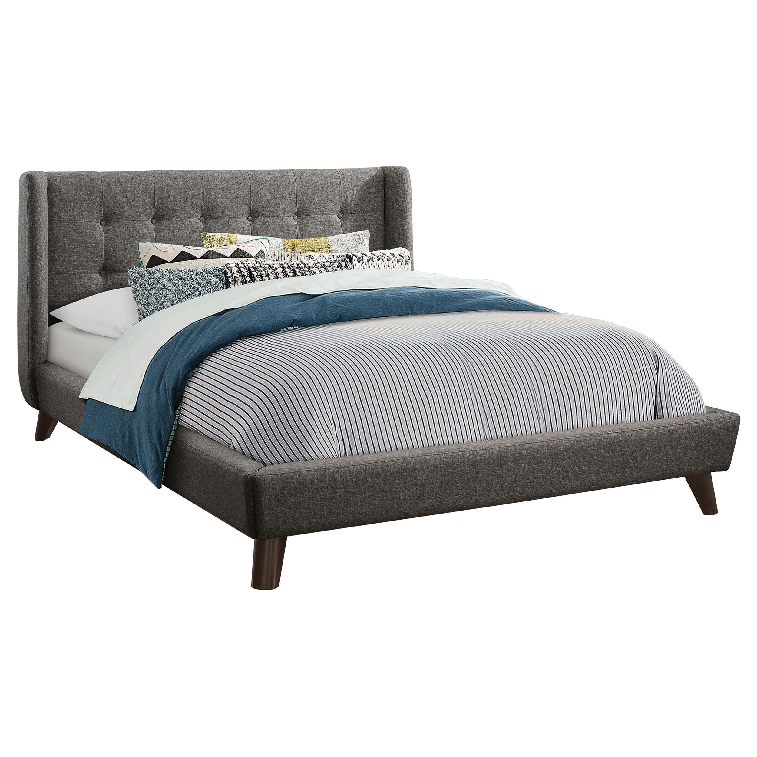 Carrington Button Tufted California King Bed Grey