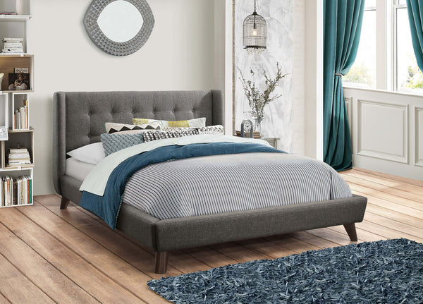 Carrington Button Tufted Queen Bed Grey