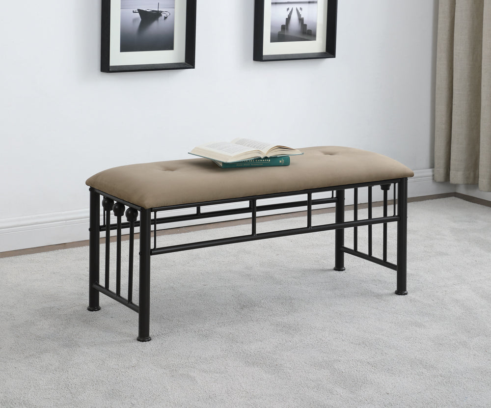 Livingston Upholstered Bench Brown and Dark Bronze