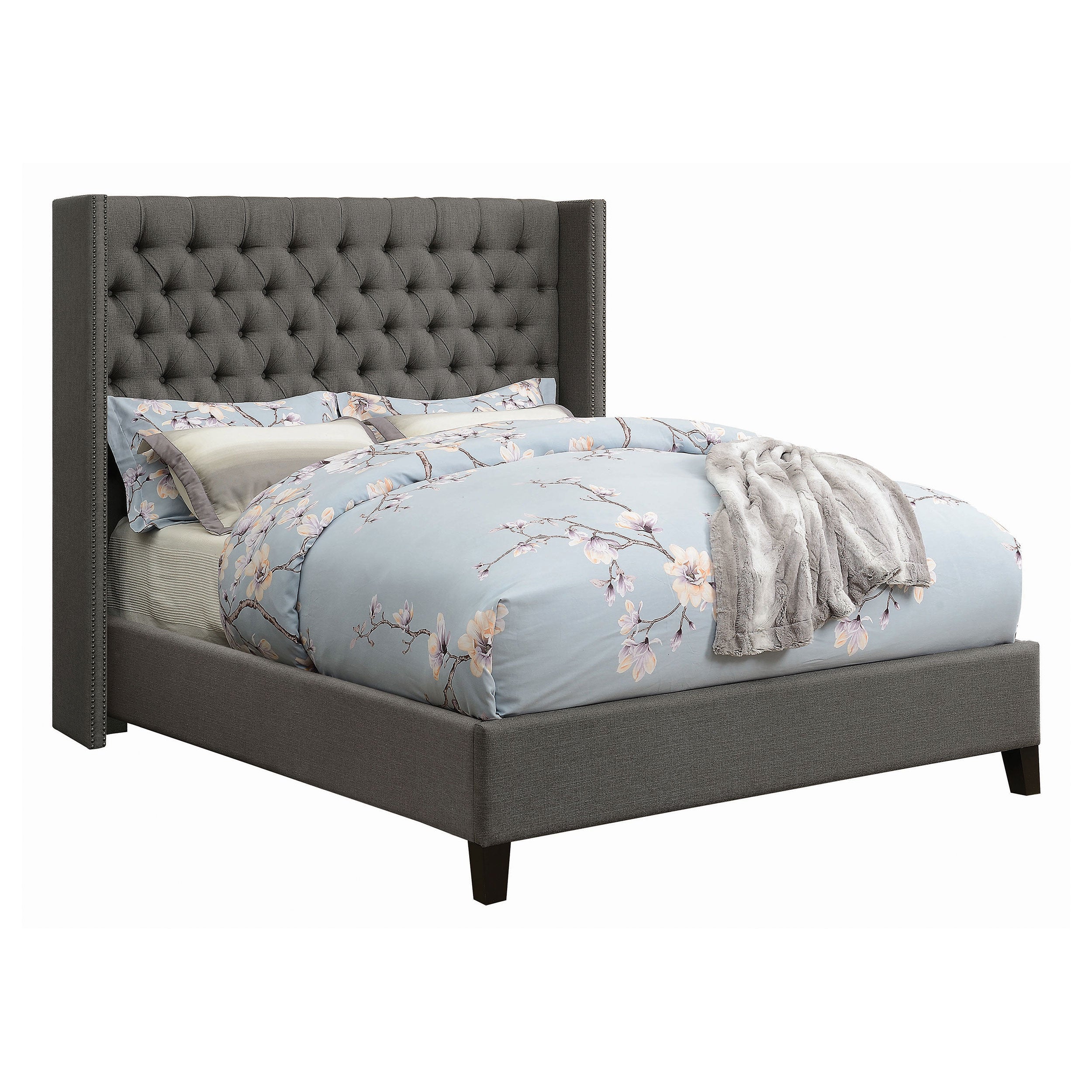 Bancroft Demi-wing Upholstered Full Bed Grey