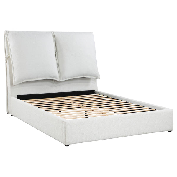 Gwendoline Upholstered Eastern King Platform Bed with Pillow Headboard White