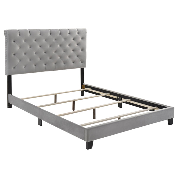 Warner Eastern King Upholstered Bed Grey