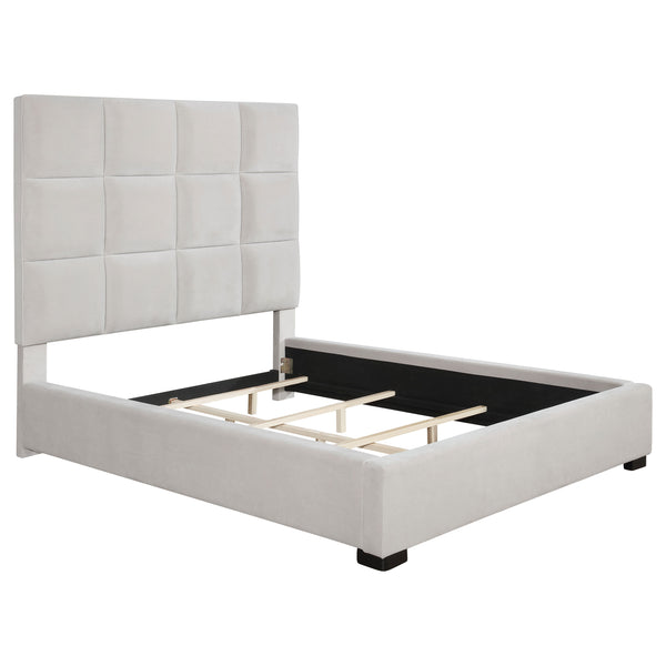 Panes Eastern King Tufted Upholstered Panel Bed Beige